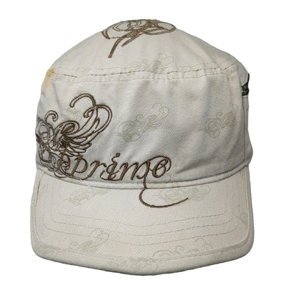 Virtus Apparel Army Cap Beige One Size Side Zipper Pocket Flourish Graphic Hat