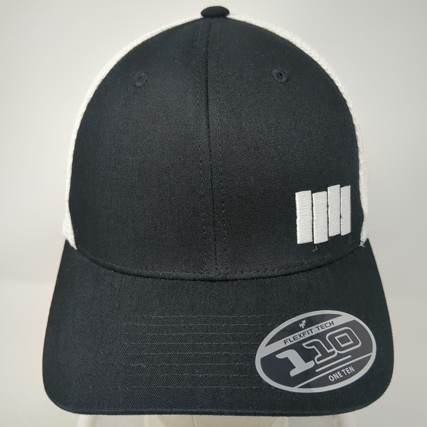 Yupoong Black Flag Band Trucker Hat White One Size Mesh Snapback Logo Graphics