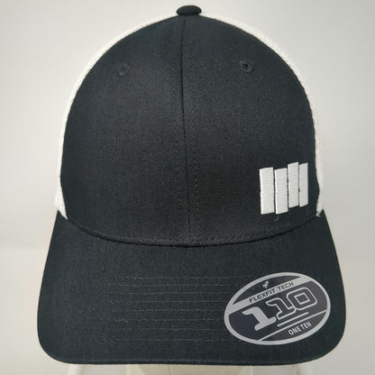 Yupoong Black Flag Band Trucker Hat White One Size Mesh Snapback Logo Graphics