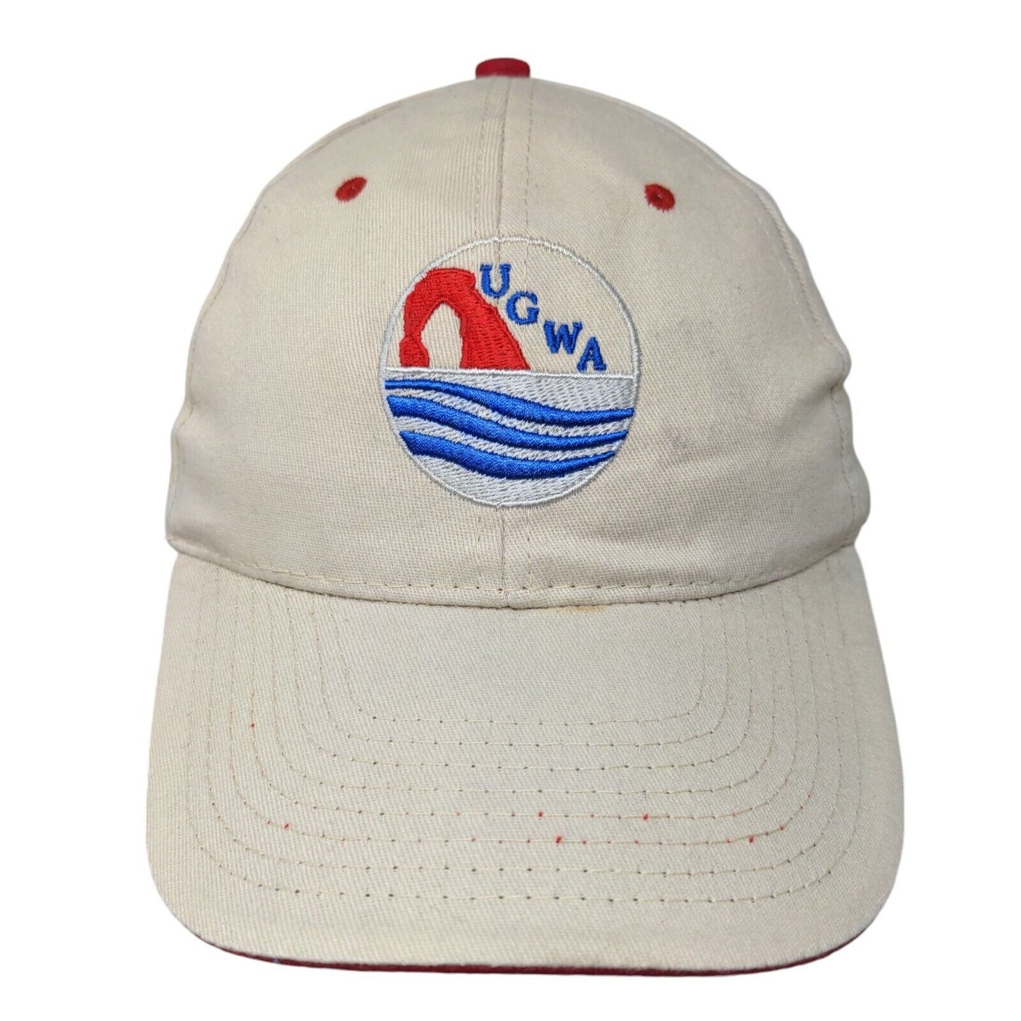 UGWA Strapback Hat Tan OSFA Embroidered 6 Panel Vent Holes Hit Wear