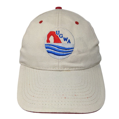 UGWA Strapback Hat Tan OSFA Embroidered 6 Panel Vent Holes Hit Wear