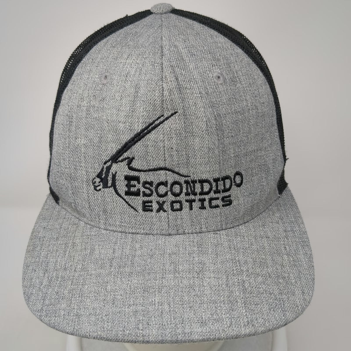 Trucker Hat Gray One Size Escondido Exotics Logo Mesh Snapback Flat Brim Hat