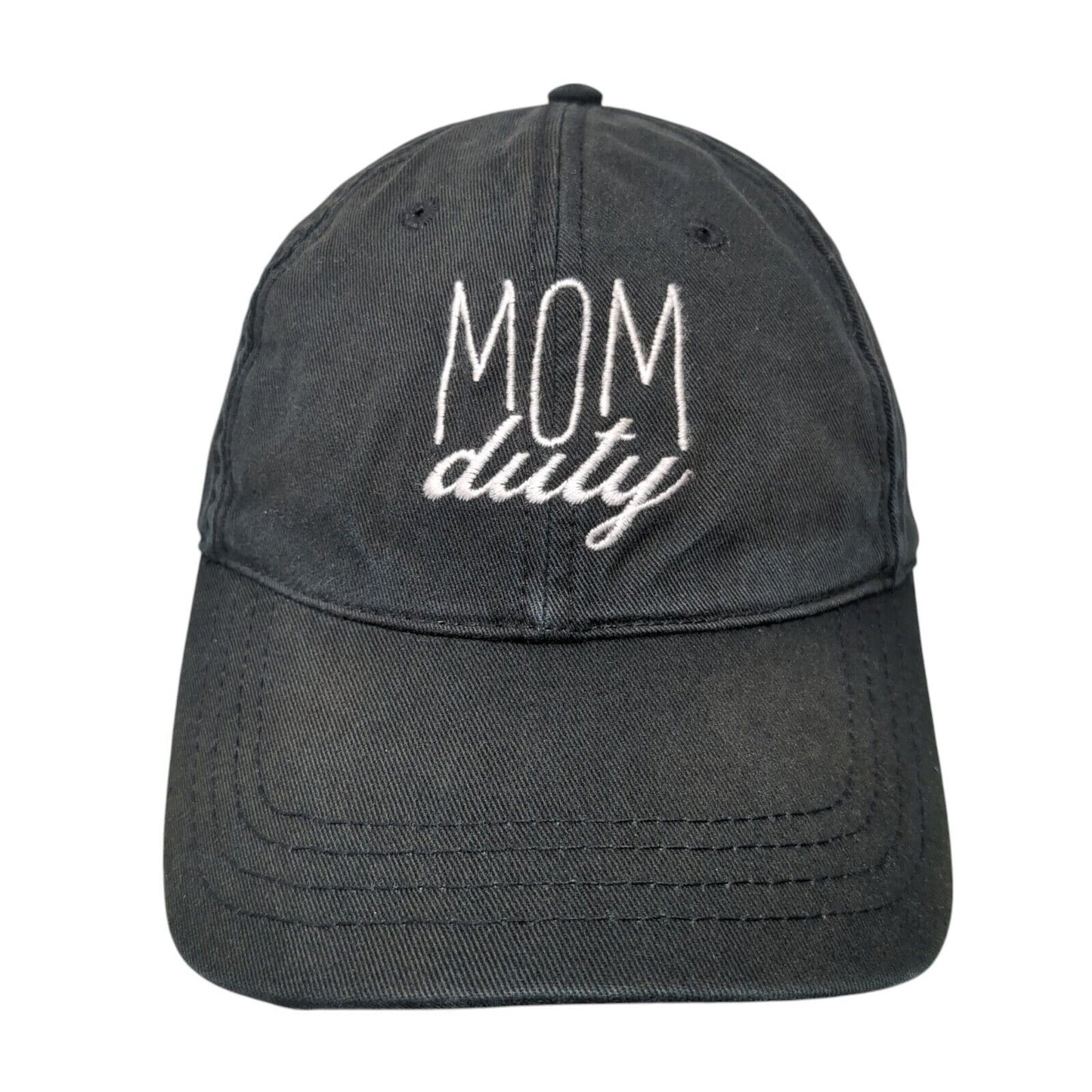 Mom Duty Slideback Hat Black One Size Adjustable Embroidered 6 Panel