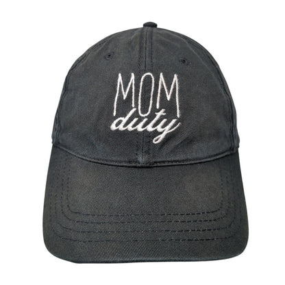 Mom Duty Slideback Hat Black One Size Adjustable Embroidered 6 Panel