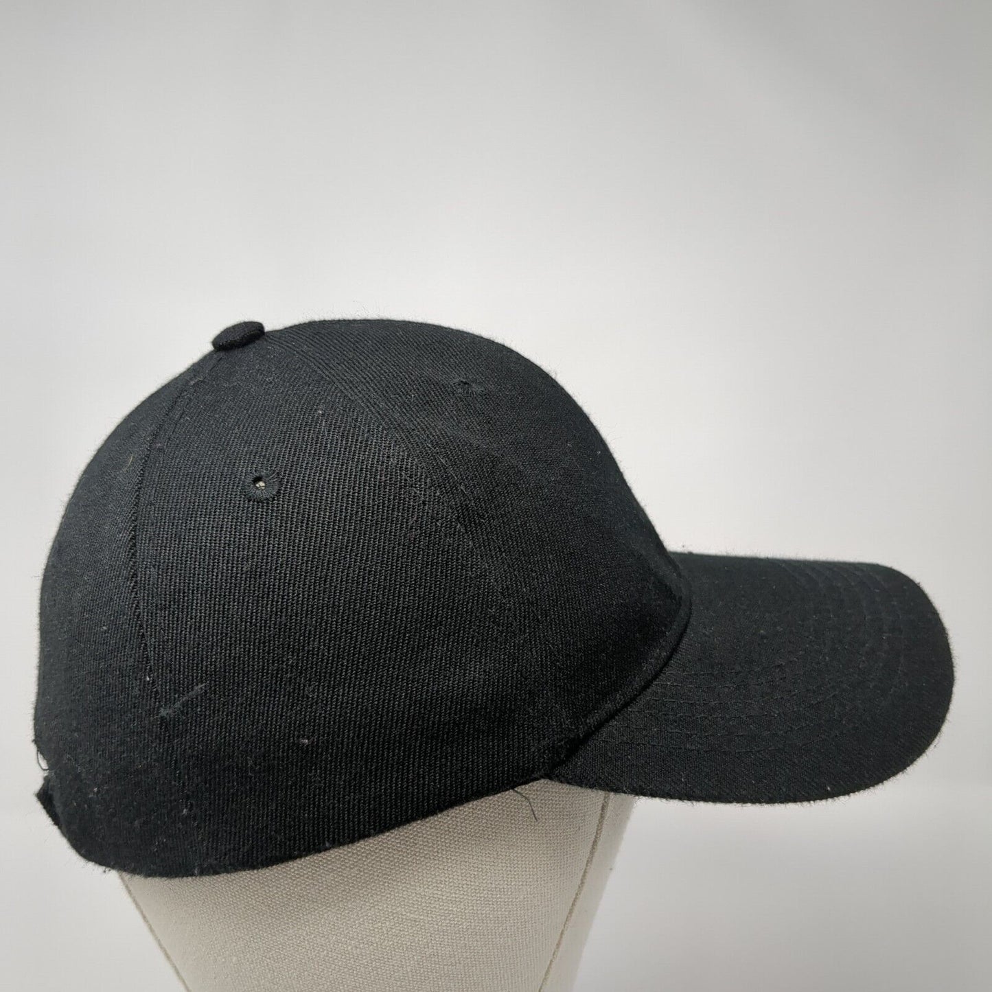 Unbranded Strapback Hat Black One Size Adjustable Vented Holes 6 Panel Blank