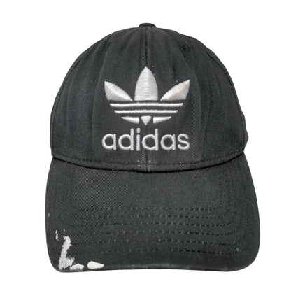 Adidas Trefoil Snapback Hat Black One Size Embroidered 3 Stripes 6 Panel