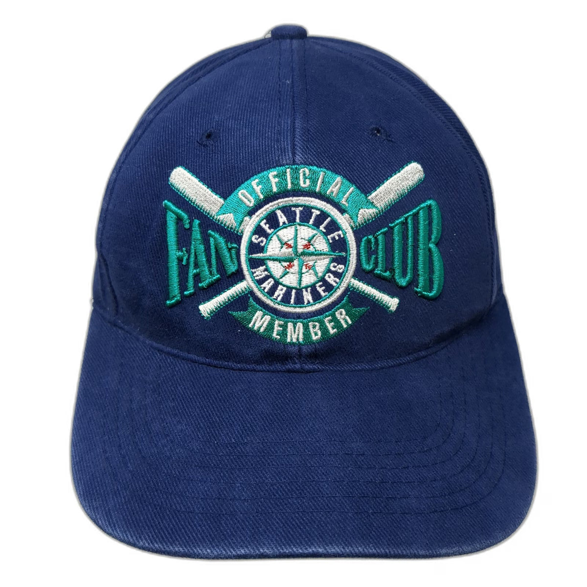 BD&A MLB Seattle Mariners Fan Club Member Blue Snapback Hat One Size Bats Logo