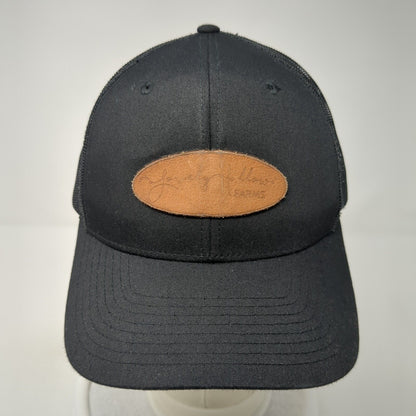 Lovely Hollow Farms Snapback Mesh Back Trucker Hat Black One Size Patch