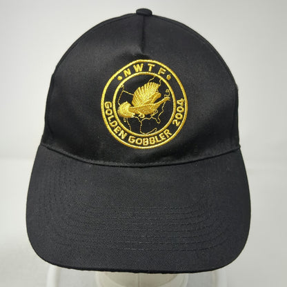 NWTF 5 Panel Black Hat One Size Golden Gobbler 2004 Embroidered Logo Hunting
