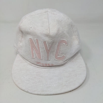 H&M Baby Stretchy Hat White Pink Size 4-6 Months Embroidered NYC Logo Cotton