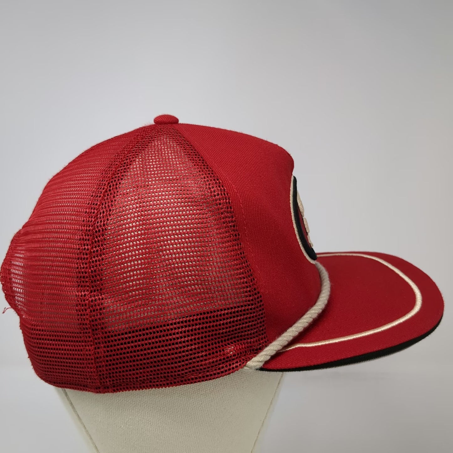 New Era San Francisco 49ers NFL Red Trucker Hat One Size Rope Brim Mesh Snapback