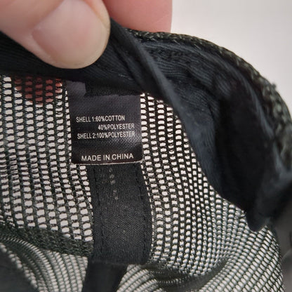 Rock & Roll Denim Patch Snapback Trucker Hat Blue One Size Mesh Back