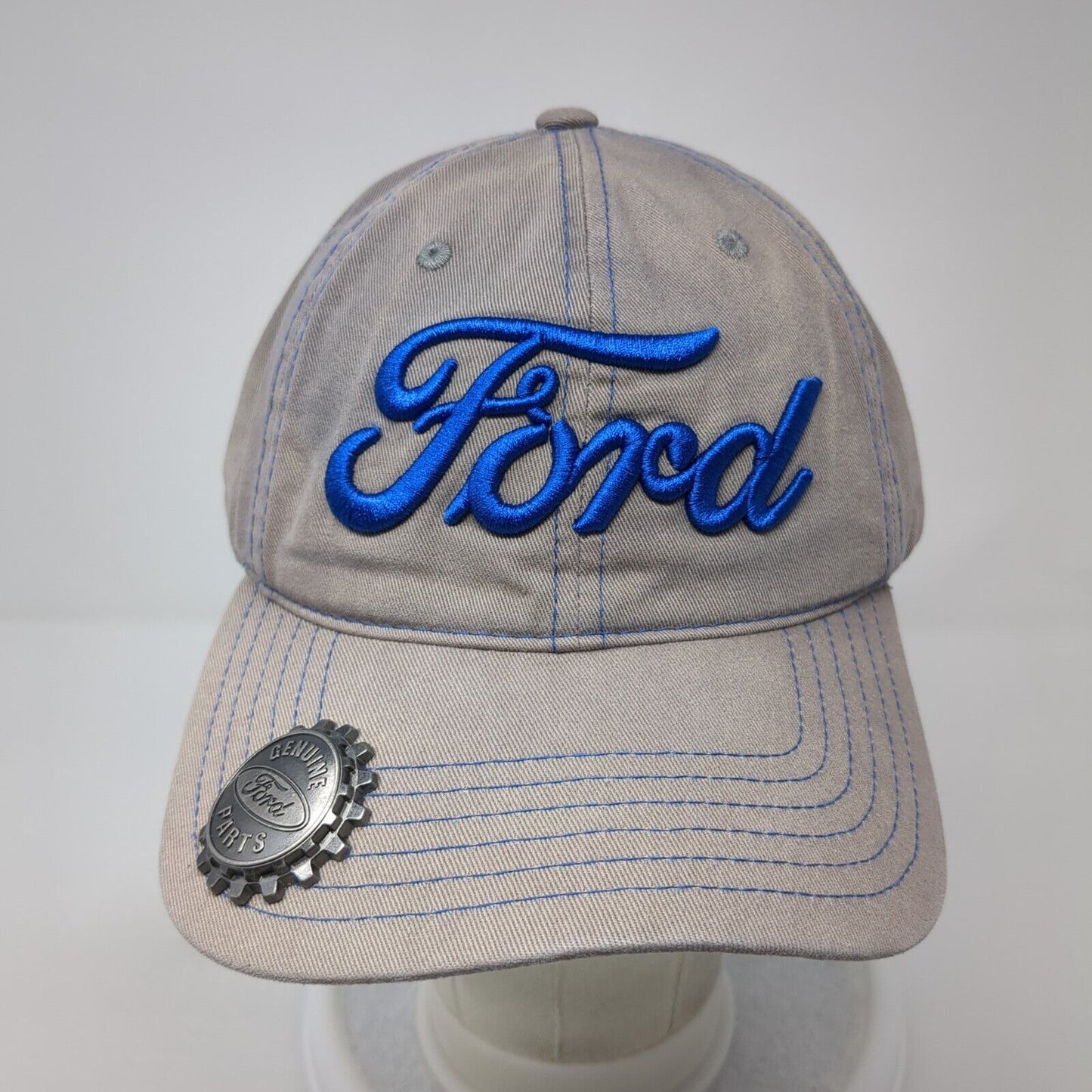 Ford Genuine Parts Slideback Baseball Cap Gray One Size Adjustable Bottle Opener