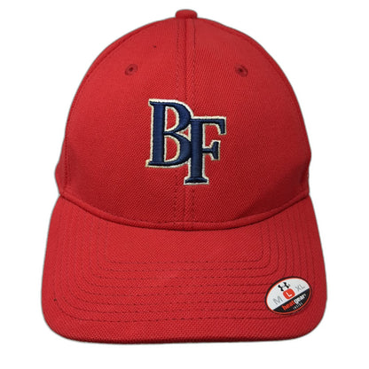 Under Armour Baseball Cap Red L BF Blue Logo Fitted Stretch Fit HeatGear Hat