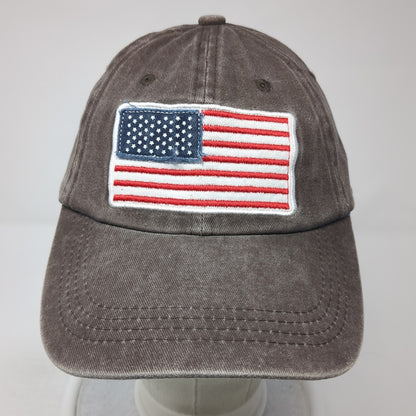 American Flag Slideback Baseball Cap Brown OS Adjustable Embroidered Patriotic