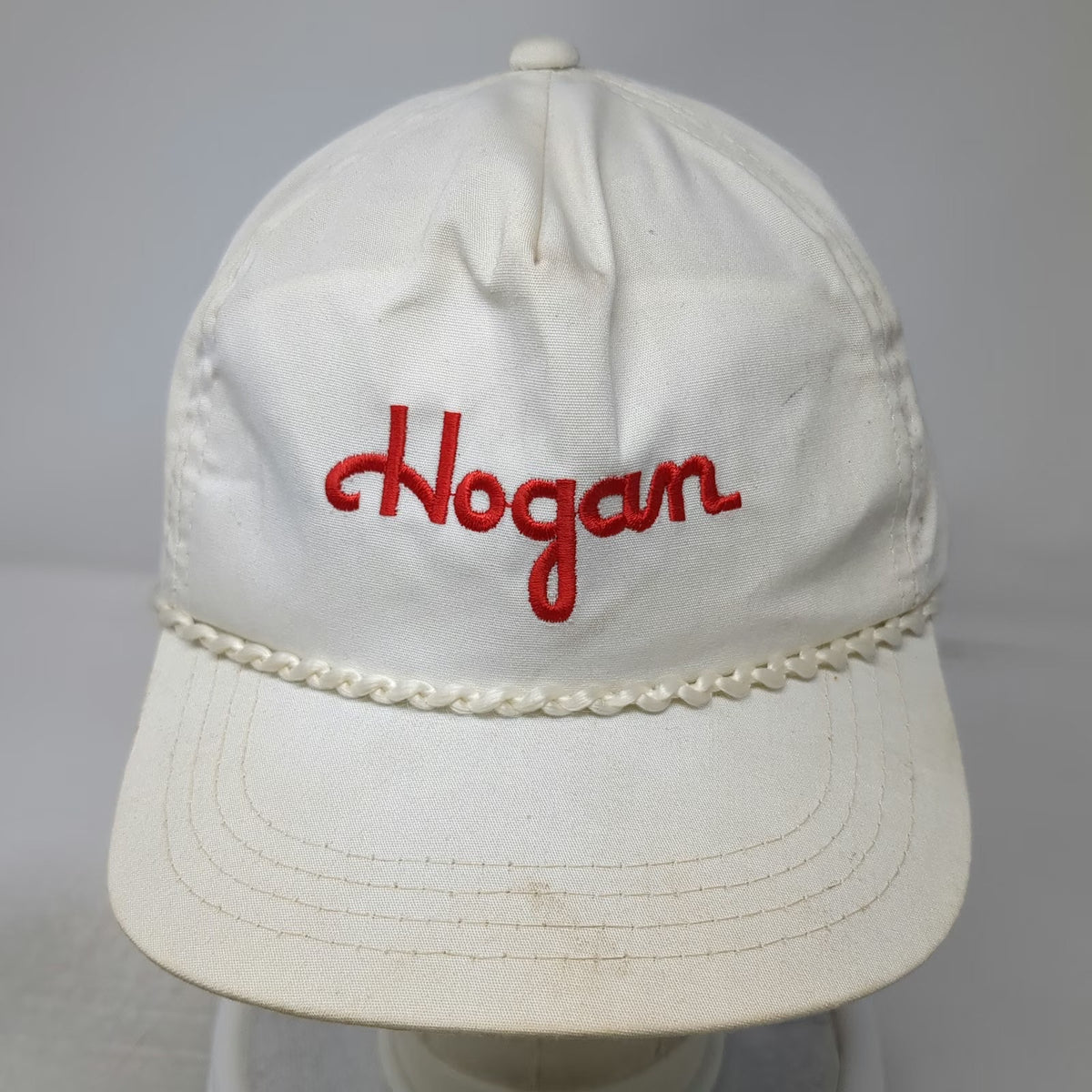 Hogan 5 Panel White One Size Rope Snapback Golf Hat Green Underbrim Script Logo