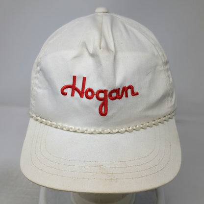 Hogan 5 Panel White One Size Rope Snapback Golf Hat Green Underbrim Script Logo