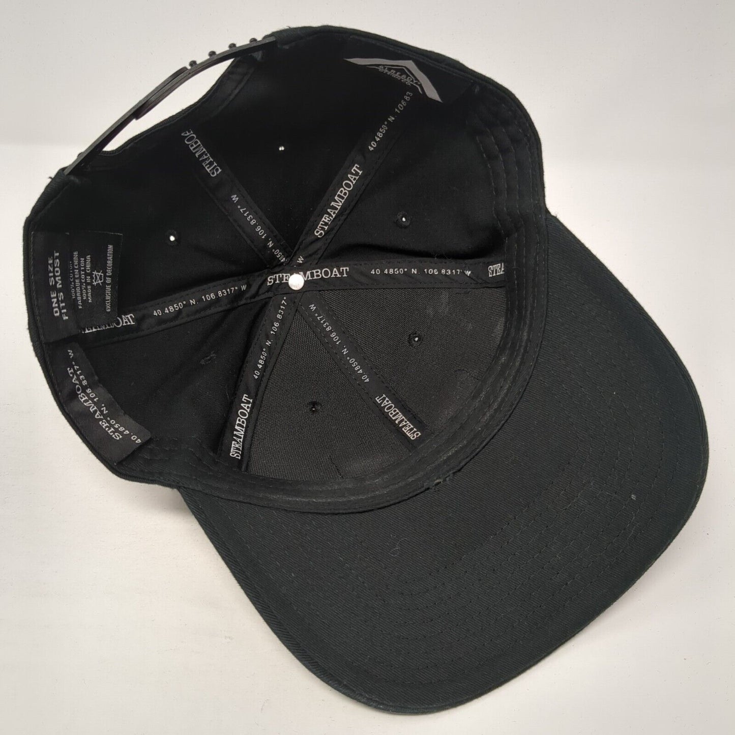 Steamboat 40.4850° N 106.8317° W Snapback Hat Black OS Adjustable Embroidered