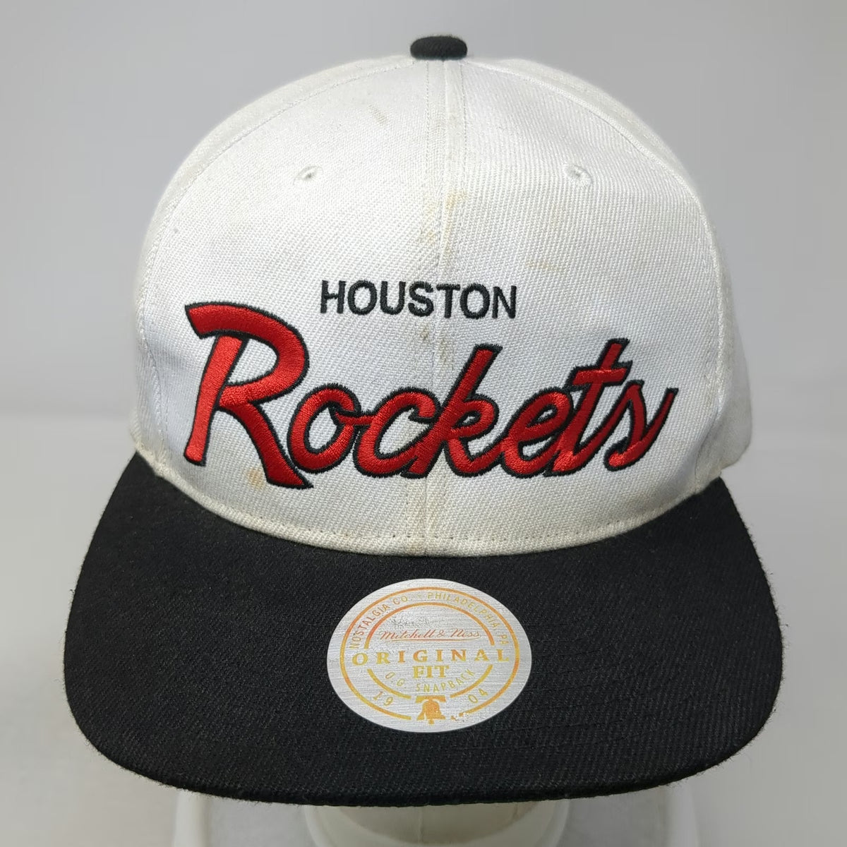 Mitchell & Ness Houston Rockets Snapback White OS Hat Green Under Visor NBA