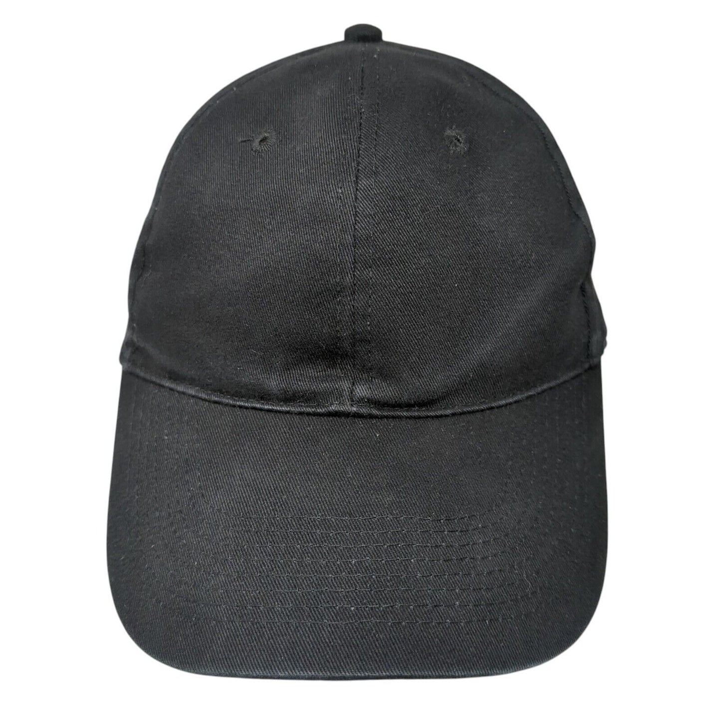 Unbranded Strapback Hat Rich Black One Size Solid Adjustable Blank