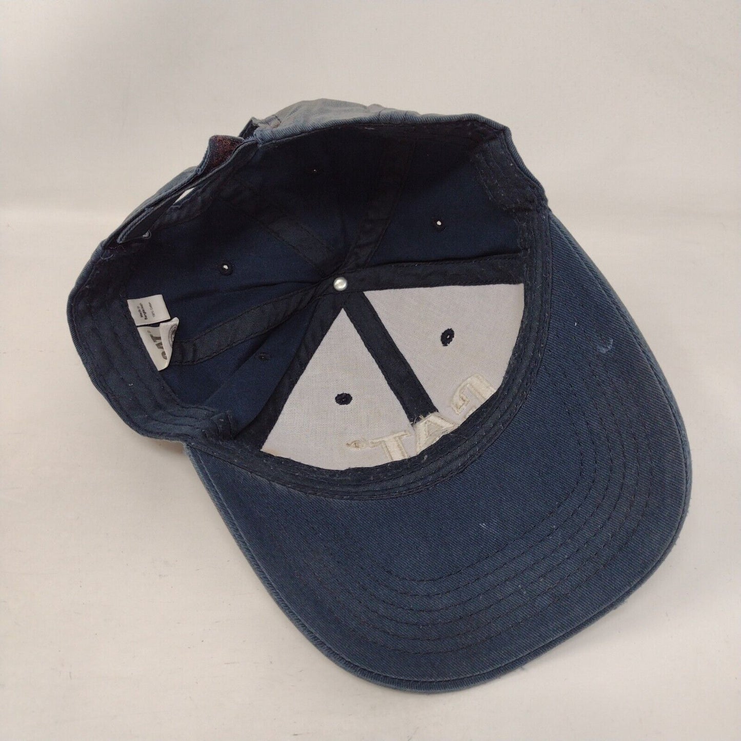 CAT Strapback Hat Blue One Size Solid Embroidered 6 Panel Vent Holes