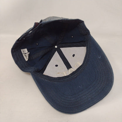 CAT Strapback Hat Blue One Size Solid Embroidered 6 Panel Vent Holes
