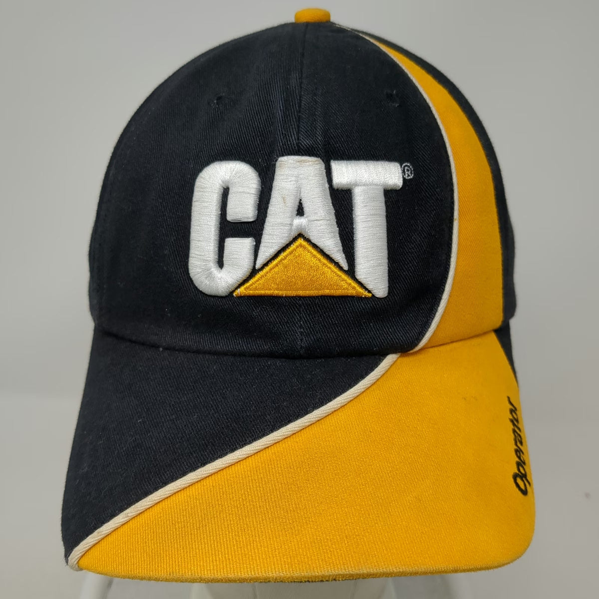 Caterpillar Baseball Cap Black Yellow One Size Operator Logo Strapback Work Hat