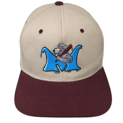 Flexfit Baseball Cap Beige Red One Size Mascot Logo Contrast Brim Sports Hat