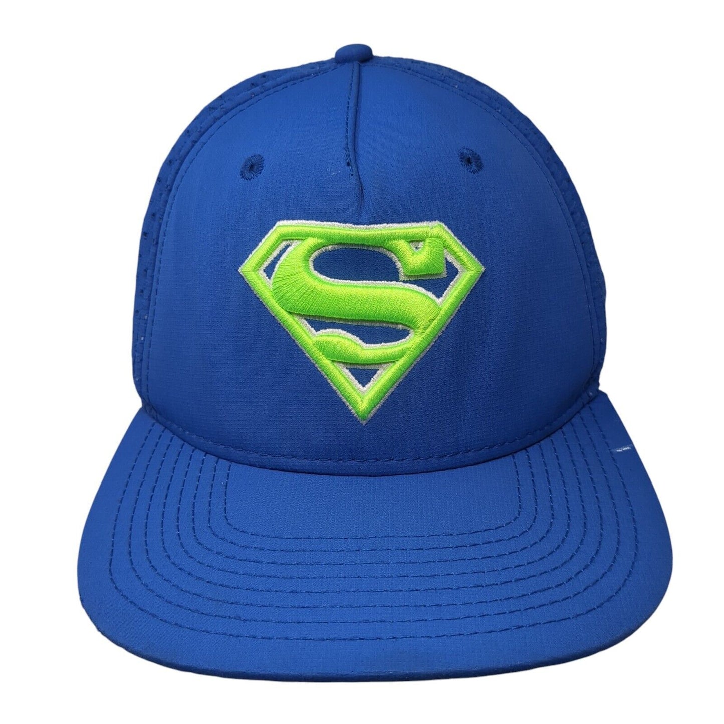 Superman Snapback Hat Blue One Size Adjustable Embroidered Breathable 6 Panel