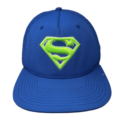 Superman Snapback Hat Blue One Size Adjustable Embroidered Breathable 6 Panel