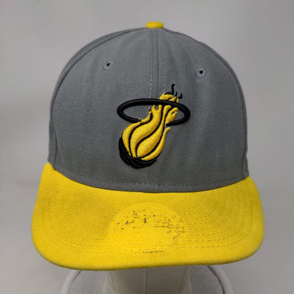 Miami Heat Snapback Hat Gray Yellow NBA HWC Embroidered Logo OSFM New Era 9Fifty