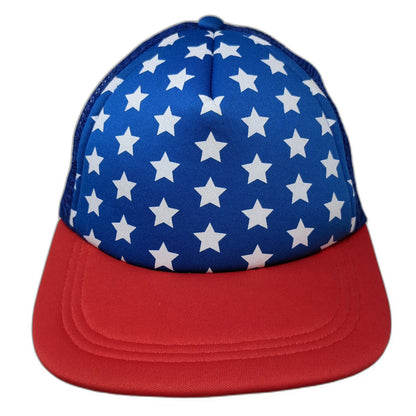 Blue Red White Stars Pattern Mesh Back Snapback Trucker Hat One Size