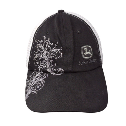 John Deere Strapback Hat Black OSFA Adjustable Embroidered Mesh Back 6 Panel