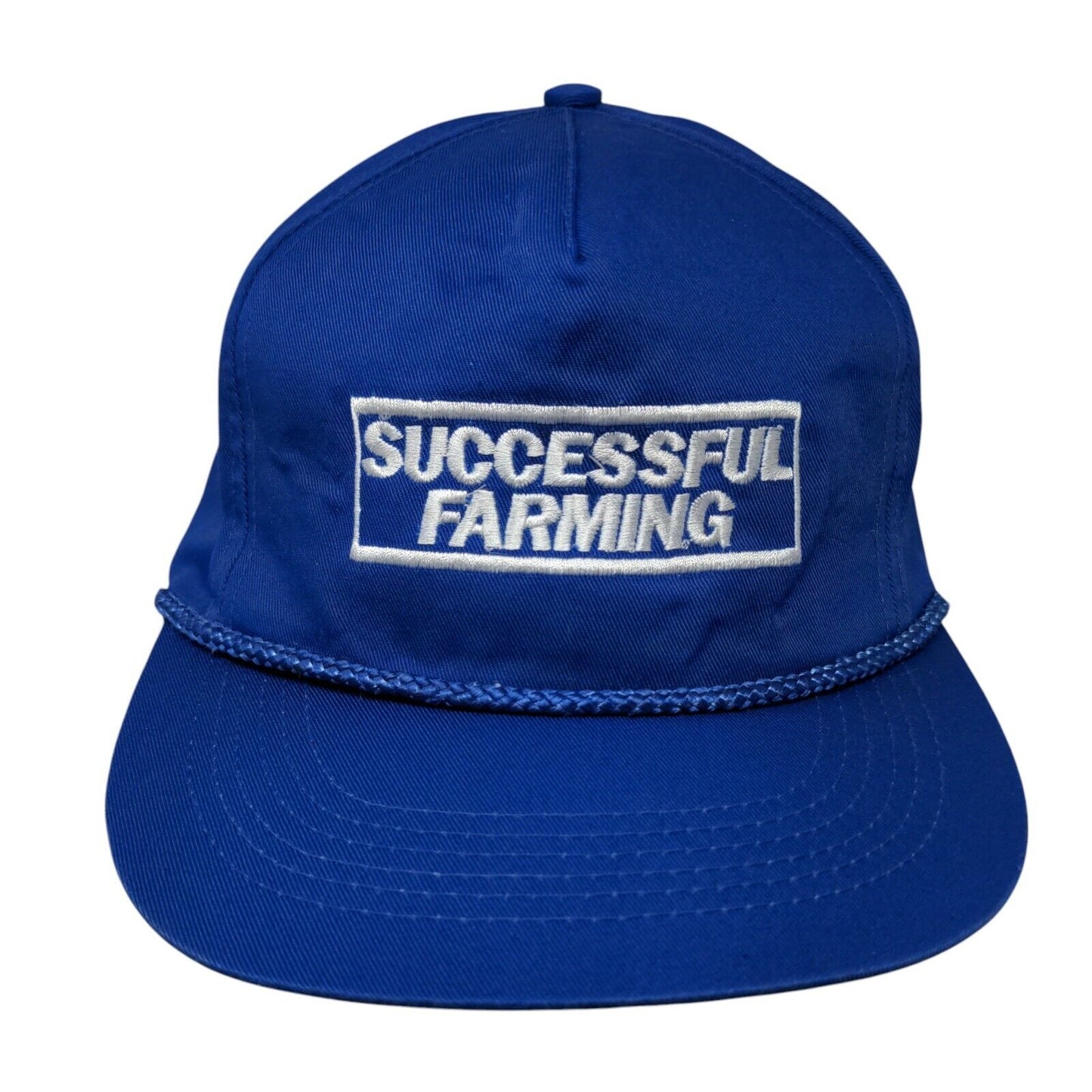 Successful Farming Snapback Hat Blue One Size Adjustable Embroidered Rope
