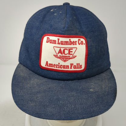 Ace Hardware Dam Lumber Co American Falls Blue 5 Panel Hat OS Snapback Vintage