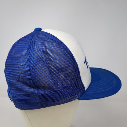 Headliner Trucker Hat Blue White OSFM Mesh Snapback Nulisch Custom Homes Logo