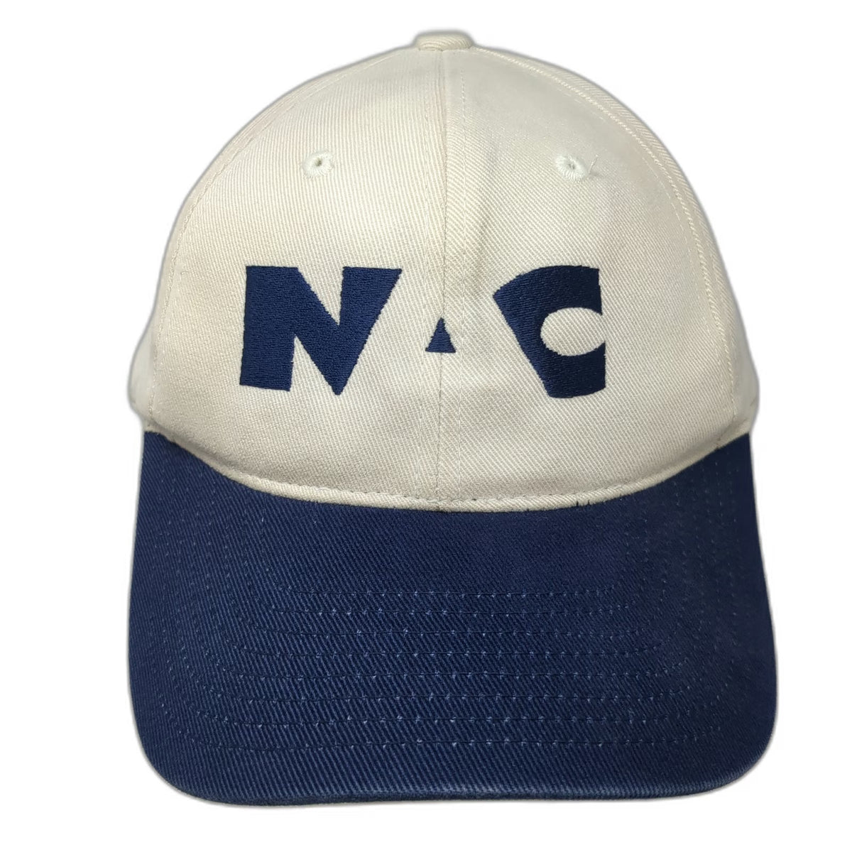 Port Authority Baseball Cap Beige Blue One Size Strapback Embroidered NAC Hat