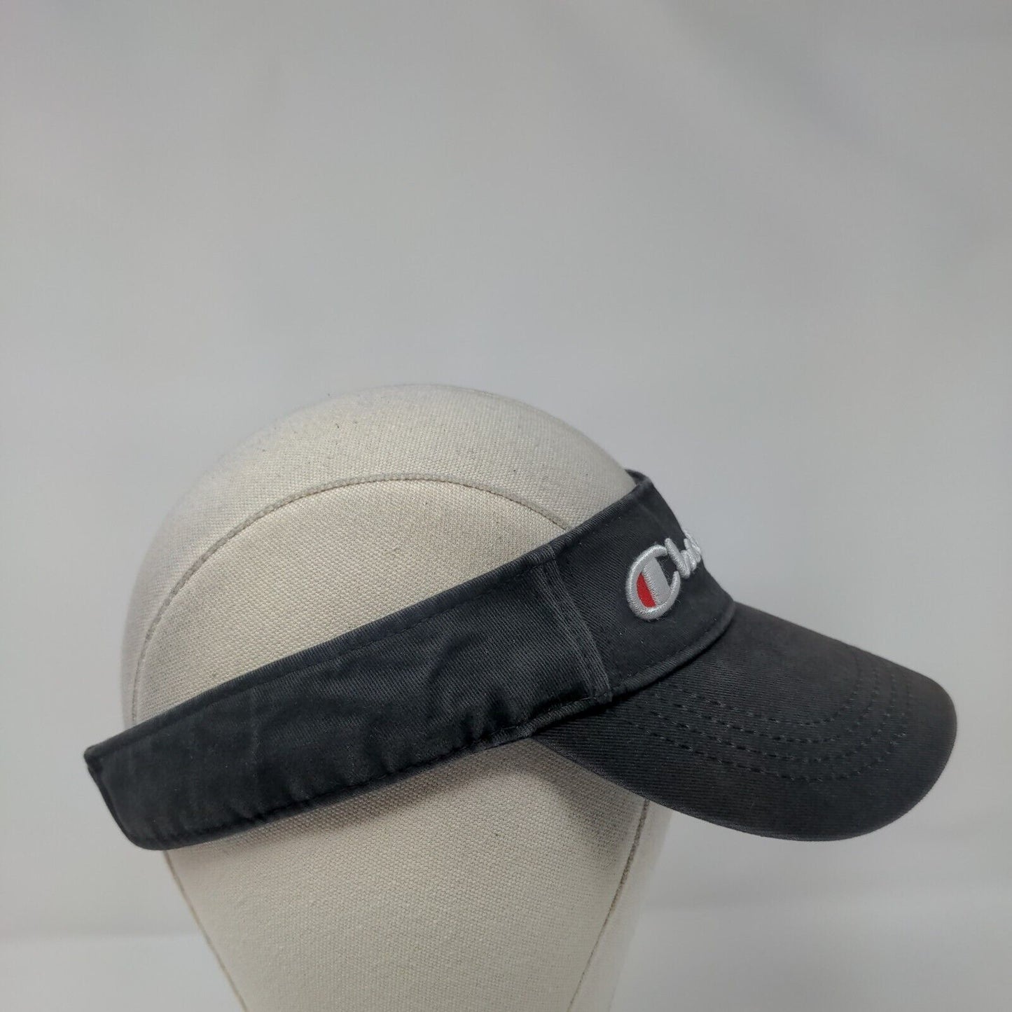 Champion Strapback Sun Visor Hat Black One Size Adjustable Embroidered
