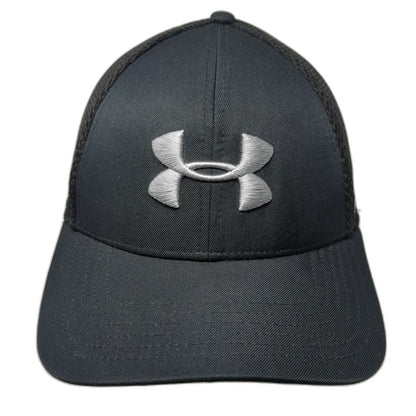 Under Armour Baseball Cap Black L Mesh Back Stretch Fit UA Golf Logo Curved Hat
