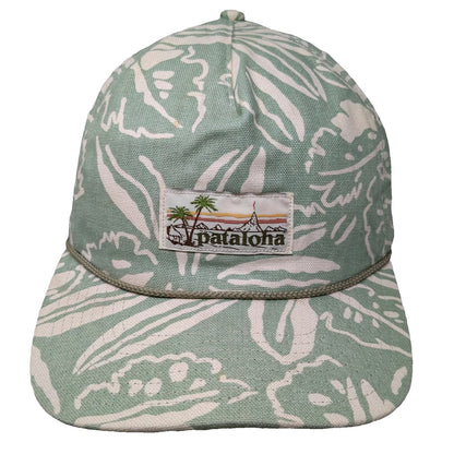 Patagonia 5 Panel Green One Size Hat Tropical Print Pataloha Patch Rope Detail