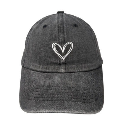 Heart Slideback Hat Gray One Size Adjustable Embroidered 6 Panel Solid