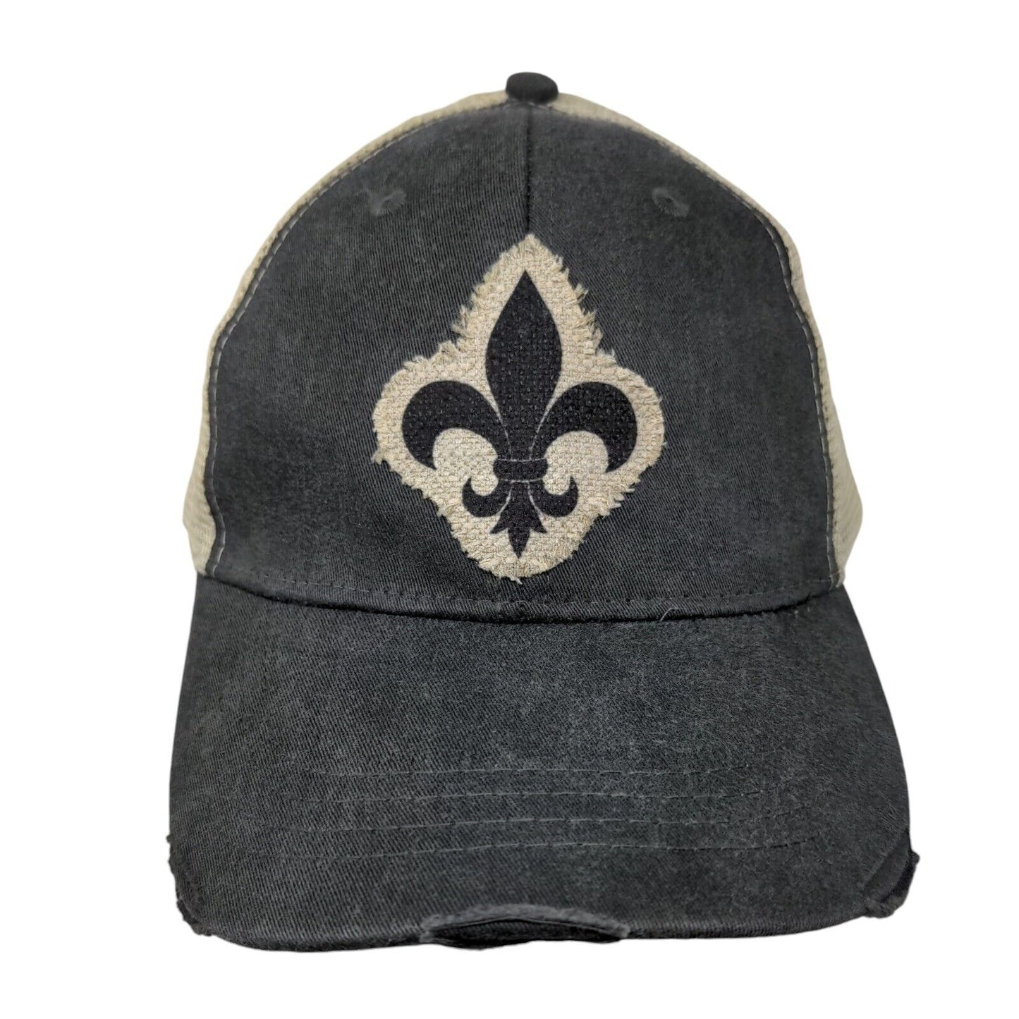 Fleur De Lis Snapback Trucker Hat Gray One size Adjustable Mesh Back Adams
