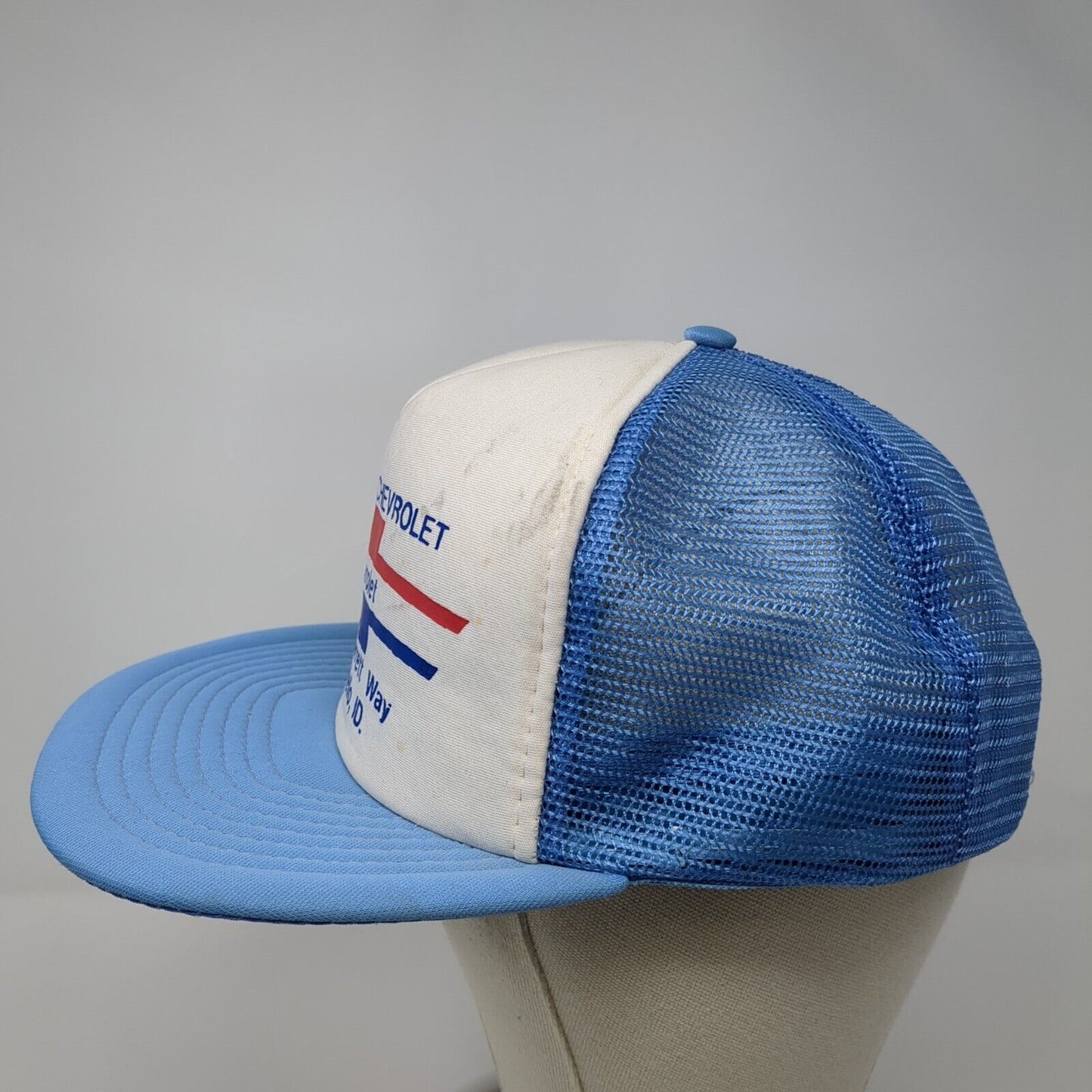 Glen's Chevrolet 2400 Garrett Way Pocatello ID Snapback Trucker Hat Blue OS Mesh