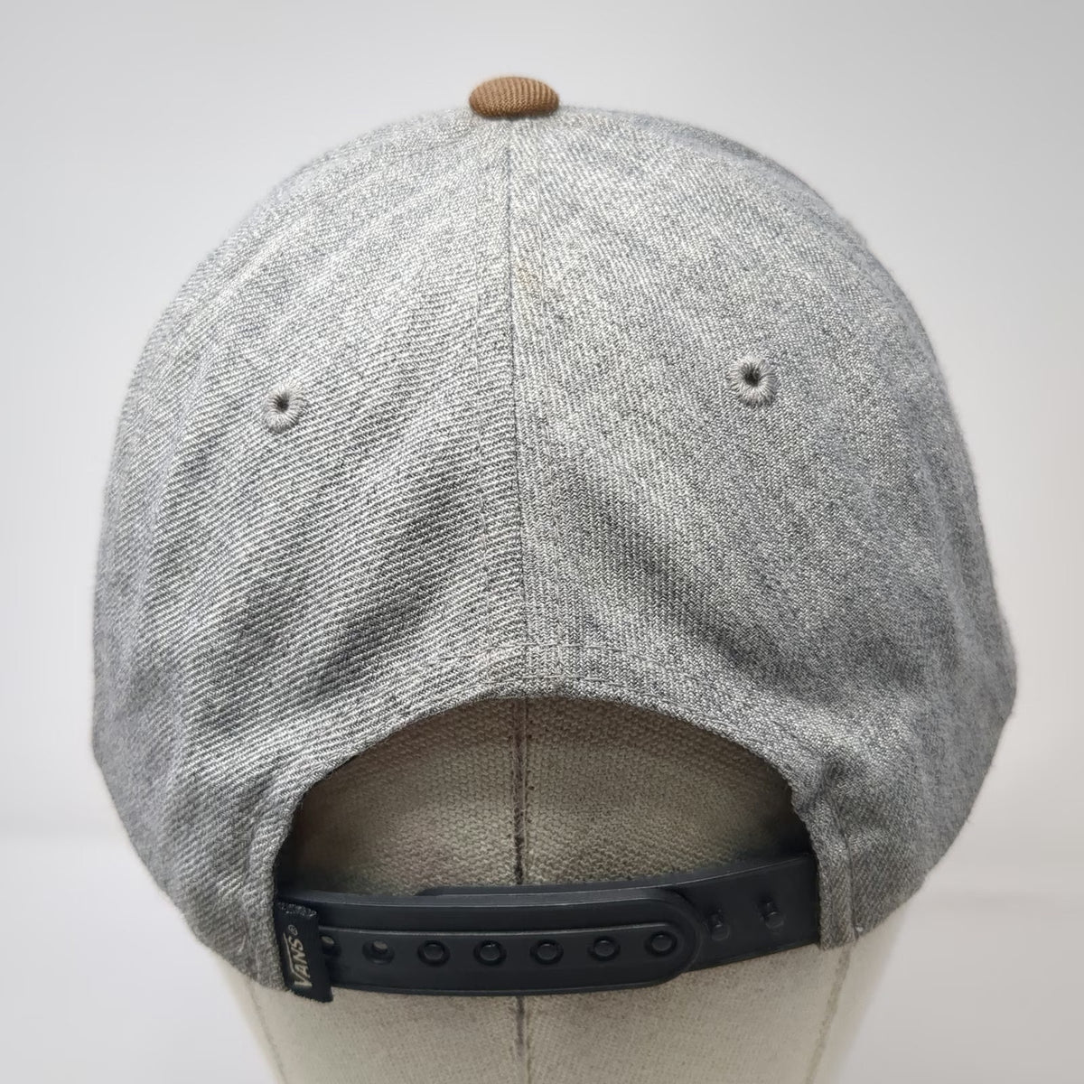 Vans 5 Panel Gray Brown One Size Patch Logo Snapback Hat Canvas Two Tone Adjust