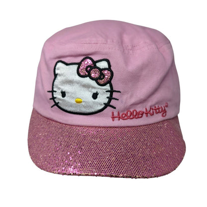 Hello Kitty Fitted Cadet Army Cap Hat Pink Small Embroidered Sparkly
