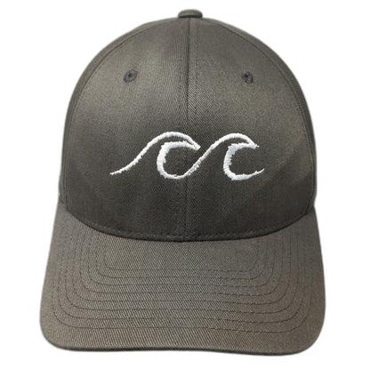 Flexfit Baseball Cap Brown XL Wave Logo Cabo Commanders Curved Brim Elastic Hat