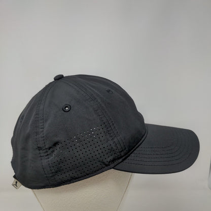 Puma Strapback Hat Black One Size Adjustable Solid 6 Panel Vent Holes