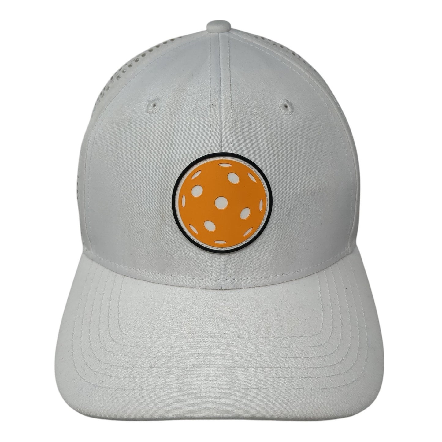 Pickleball Central Strapback Hat White One Size Adjustable Laser Cut