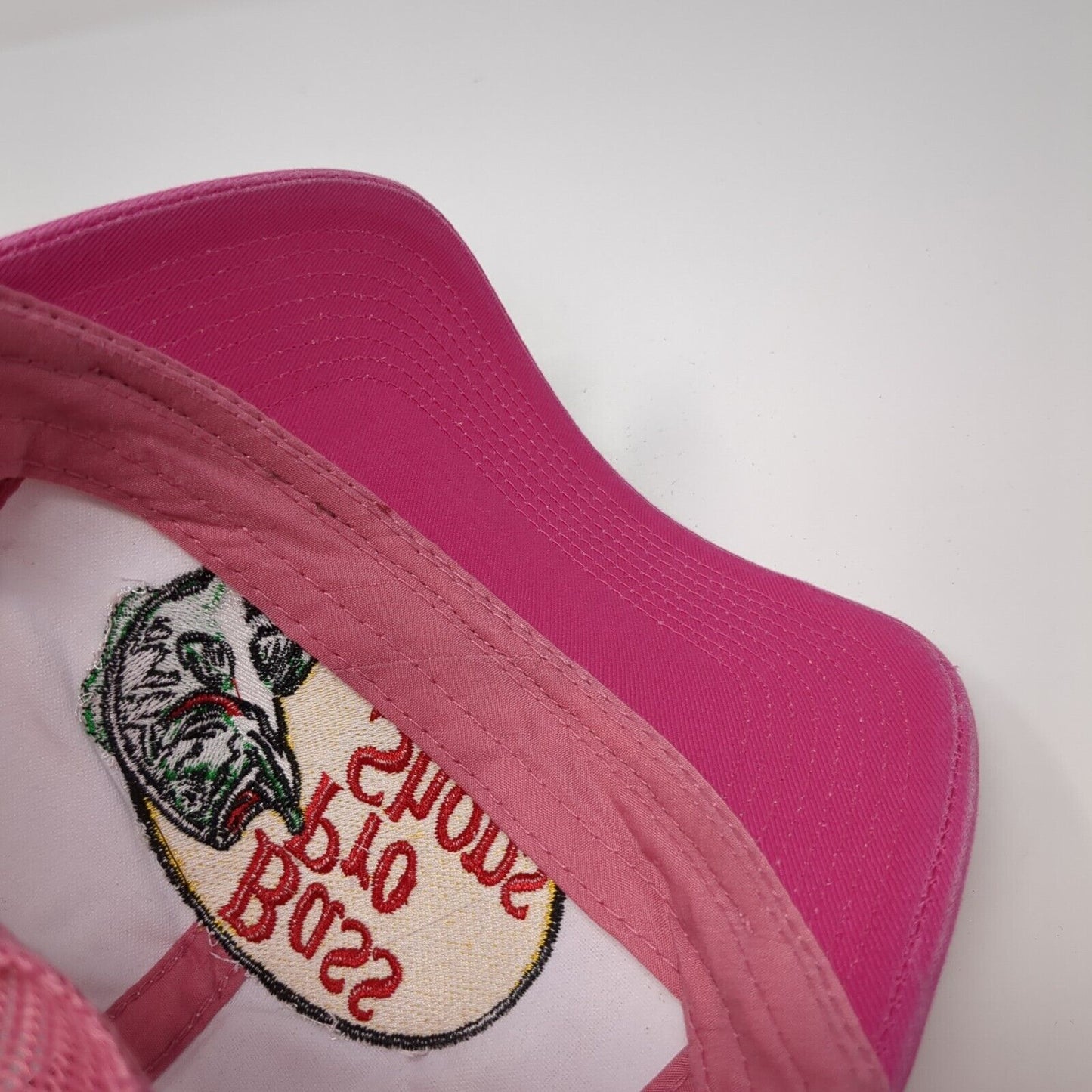 Bass Pro Shops Snapback Trucker Hat Pink OS Adjustable Mesh Back Gone Fishing