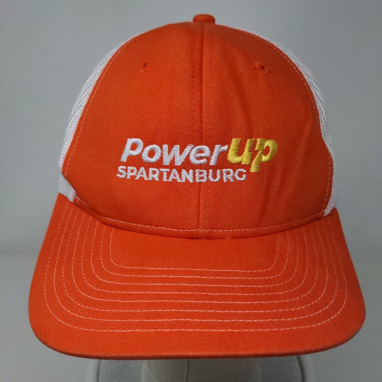 Power Up Spartanburg Snapback Mesh Back Trucker Hat Orange One Size